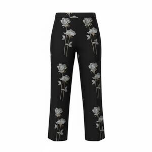 RACHEL Rachel Roy Women Black Floral High Waist Wide Leg Pants Size 6